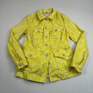 Cabi Field Jacket Womens Size Small Daisy Floral Print Buttons Yellow Pockets